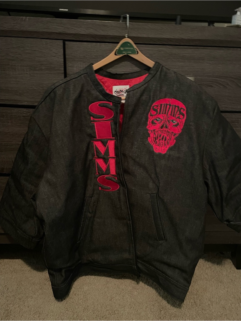 Simms Black Jacket with Red Interior and Red Logos